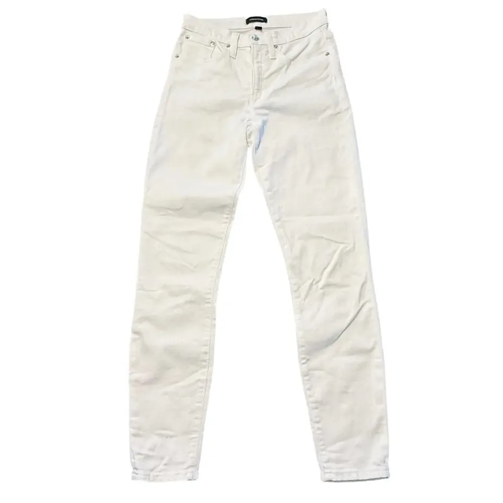 J Crew Women’s 9” high-rise toothpick white jeans, stretch, ankle, skinny, 27
